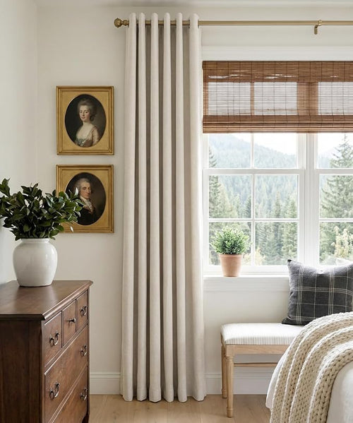 100% Blackout Linen Curtains 50" W x 84" L 2 Panels Set, Thermal Insulated Full - Image 2