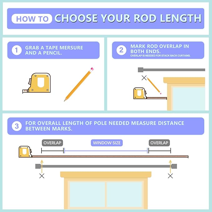 Byondeth Curtain Rods for Windows 16 to 120 Inches Adjustable Length 1 Inch - Image 6