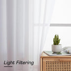 Simplebrand Sheer White Curtains 108 Inches Long, Extra Long Rod Pocket Solid - Image 3