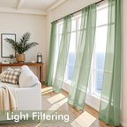 MIULEE Sage Green Sheer Curtains 108 Inches Long, 4 Panels Set, Light Filtering - Image 4