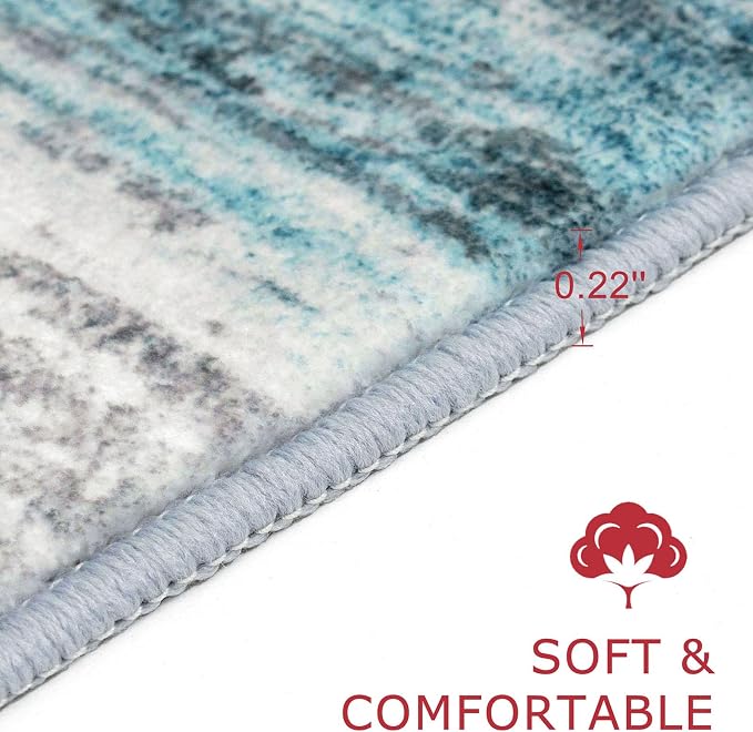 KOZYFLY Modern Abstract Hallway Runner Rug, 2.6x14 Washable Rug Runner Non-Slip - Image 2