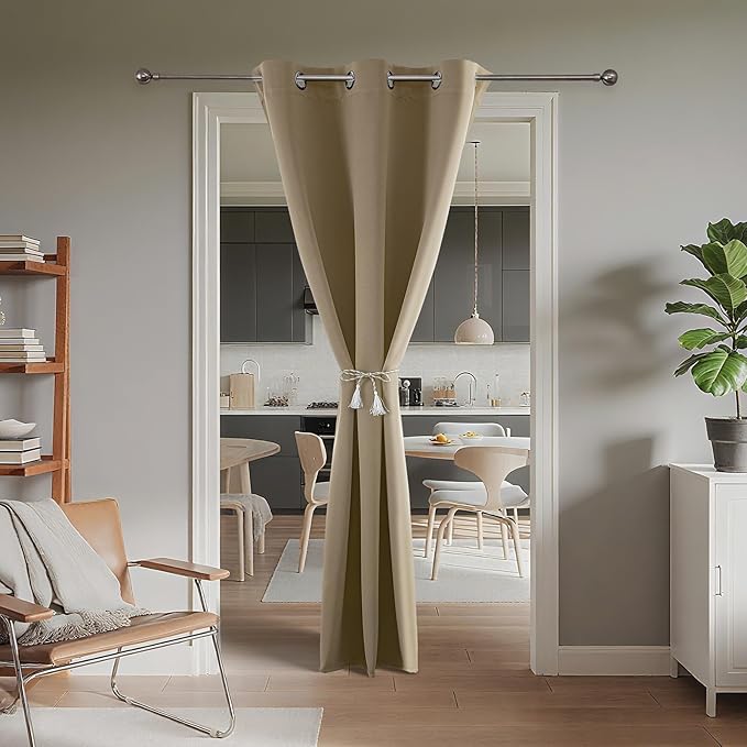 Joydeco Blackout Door Curtain for Doorway Privacy 96 Inches Long, Grommet - Image 2