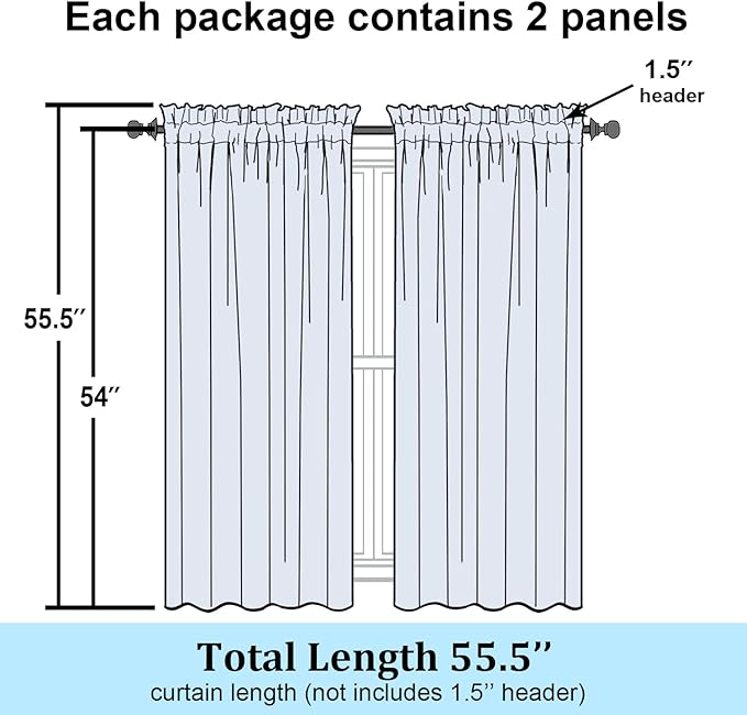 Simplebrand Lavender Semi Sheer Curtains 54 Inch Length 2 Panels, Geometric - Image 7