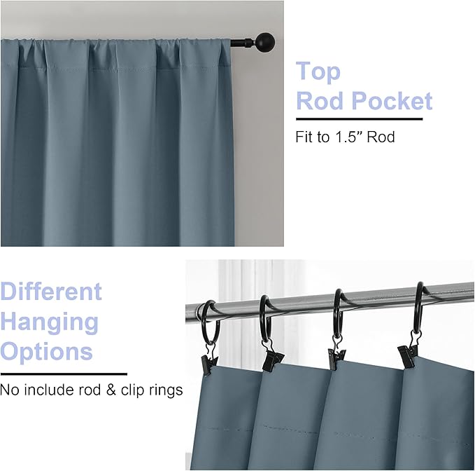 Simplebrand Ava Stone Blue Blackout Curtains - Image 4