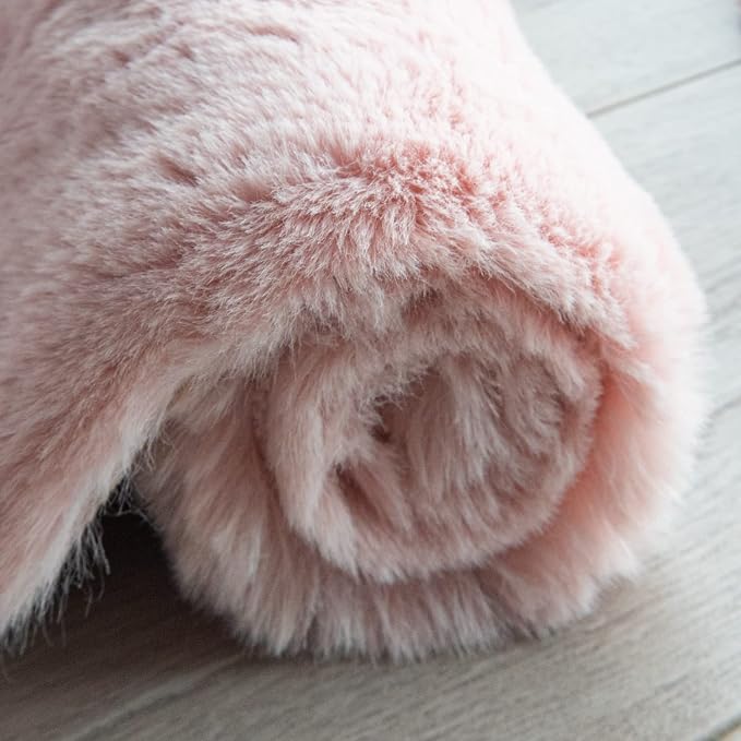 ORINOVA Pink Fluffy Shag Carpet Faux Bunny Washable Plush Fur Area Rugs - Image 8