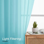 Simplebrand Aqua Sheer Curtains 84 Inches Long, Light Filtering Rod Pocket - Image 3