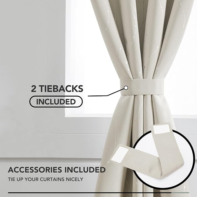Deconovo Beige Curtains for Living Room, Room Darkening Soundproof Drapes - Image 4