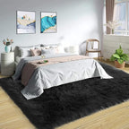 Latepis 9 x 12 Area Rug for Living Room Black Fur Faux Sheepskin Fluffy Rug for - Image 7