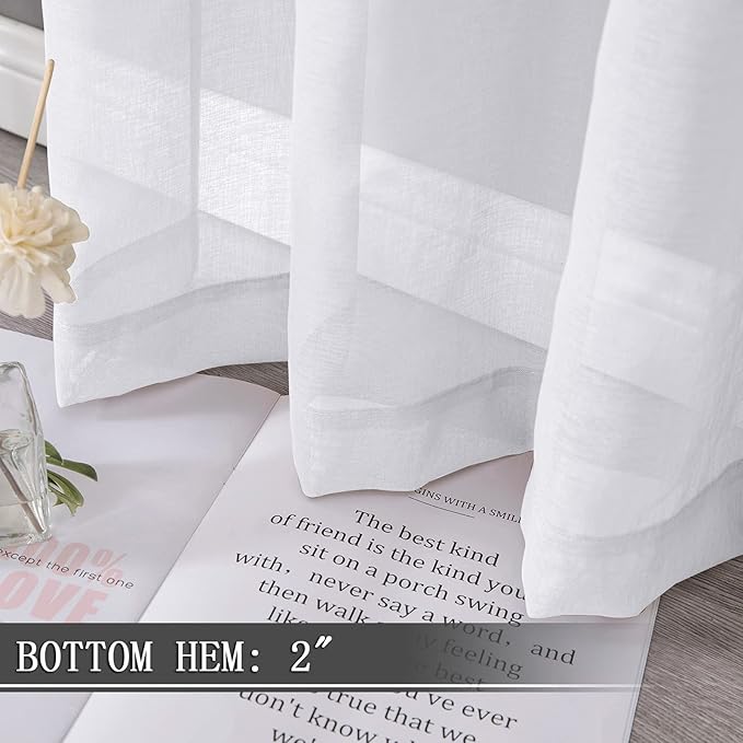 Tollpiz Short Sheer Curtain Linen Textured Living Room Curtains Sheer Light - Image 4