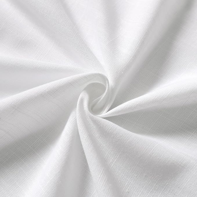 Nanspring White Linen Curtains 49 Inch Length Back Tab Pocket Semi Sheer Light - Image 6