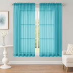 OWENIE Sheer Curtains 63 inch Length 2 Panels Set, Rod Pocket Voile Fimly Sheer by OWENIE
