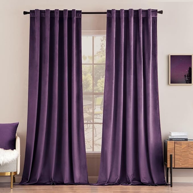 MIULEE Purple Velvet Curtains 84 inches by MIULEE