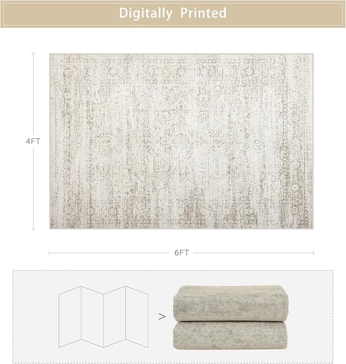 Washable Rugs 4x6 Area Rugs for Living Room, Kids Room, Nursery- Ultra Soft - Image 2
