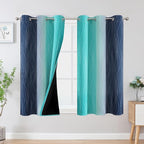 Estelar Textiler Navy Blue and Teal Ombre Blackout Curtains 45 Inch Length 2 by ESTELARTEXTILER