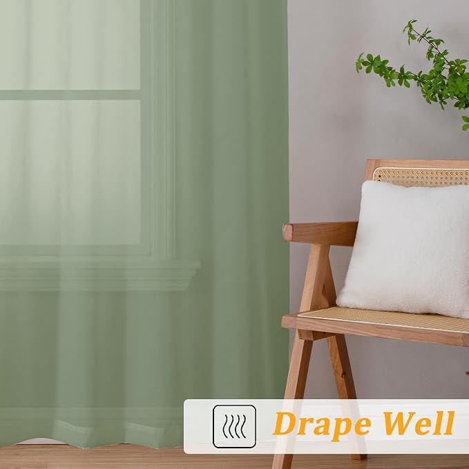 Gwine Sage Green Sheer Curtains - Image 6
