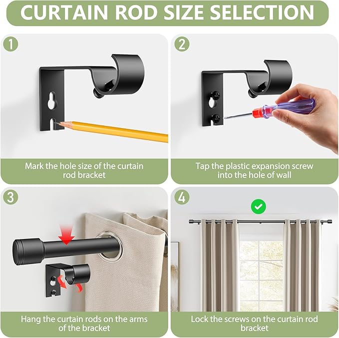 5/8” Diameter Curtain Rods 30-120 Inch, - Image 4