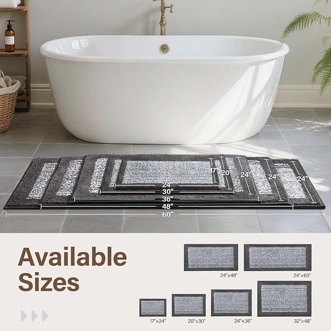 Bathroom Rugs 24x17 Non Slip Washable, Soft Absorbent Quick Dry Mats - Image 7
