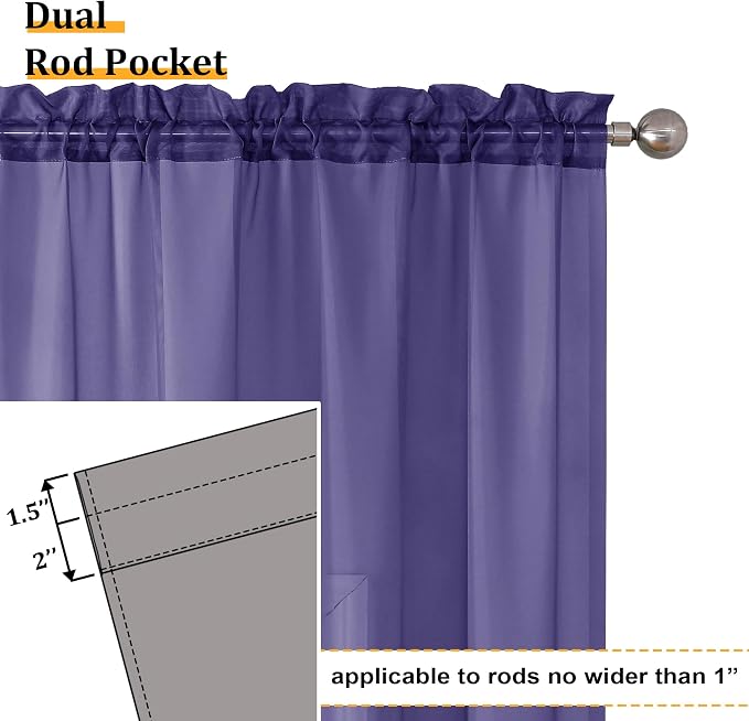 Aiyufeng Purple Sheer Curtains 84 Inches Long 2 Panels Set, Light Filtering - Image 5