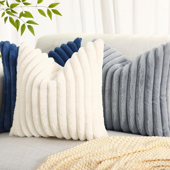 decorUhome Cozy Faux Fur Throw Pillow Covers 22x22 Set of 2 Decorative Soft - Image 6