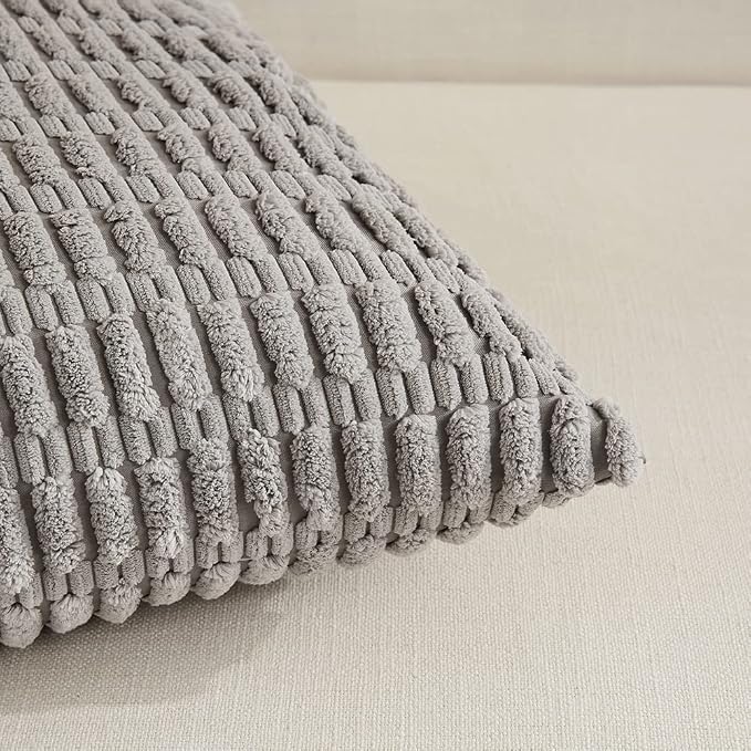 Fancy Homi 4 Packs Grey Decorative Throw Pillow Covers 20x20 Inch - Image 4