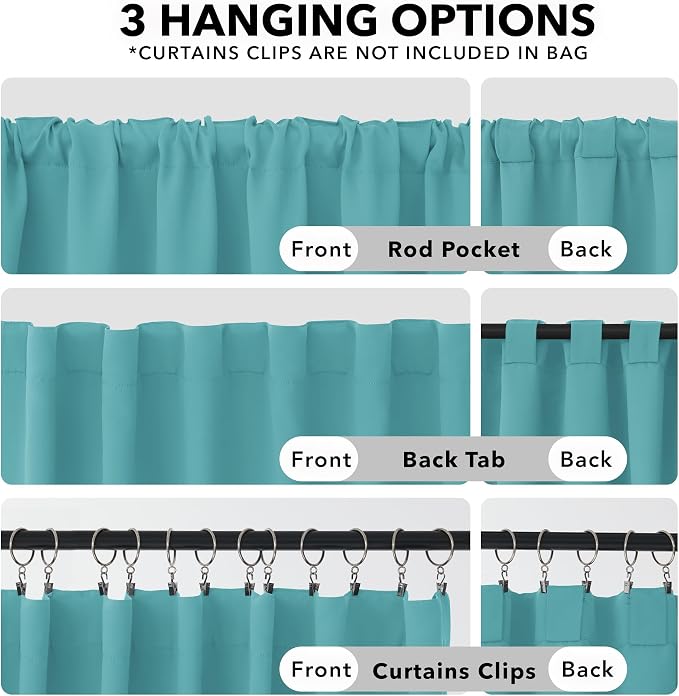 Deconovo Blackout Curtains, Thermal Insulated, W52 x L95 2 Panels, Back Tab - Image 2