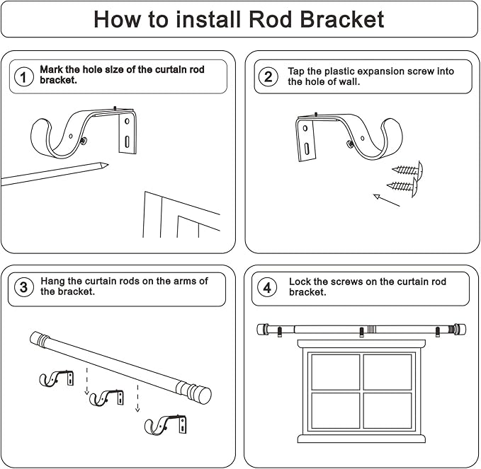 Byondeth Curtain Rods for Windows 16 to 120 Inches Adjustable Length 1 Inch - Image 7