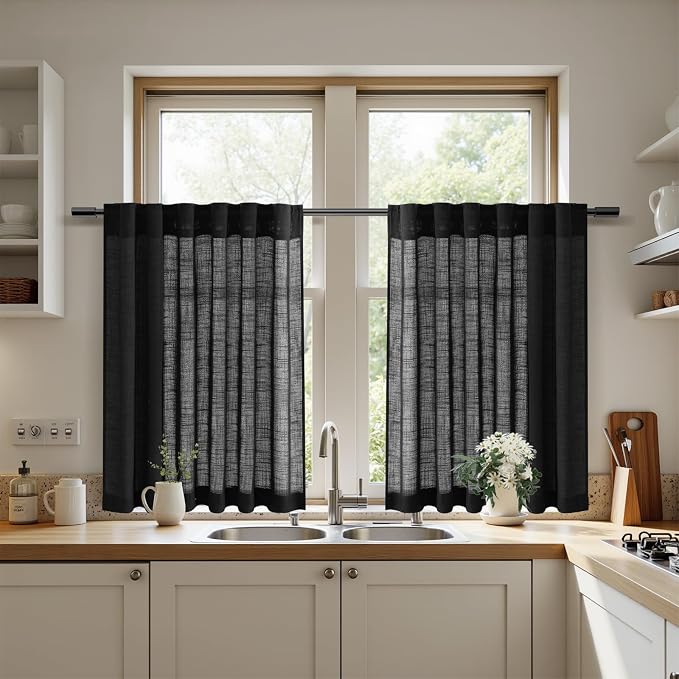 Nanspring Short Linen Curtains 36 Inch Length - Image 5