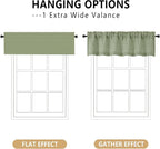 OVZME Green Valance for Windows, Light Filtering Faux Linen Textured Small Cafe - Image 3