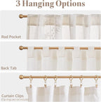 jinchan Belrose Linen Floral Cafe Curtains 45 Inch Length Embroidered Farmhouse - Image 7