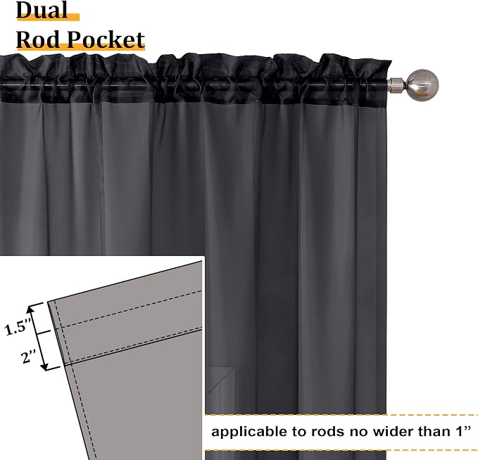 Aiyufeng 2 Pack: Basic Black Sheer Curtain Drapes - Image 3