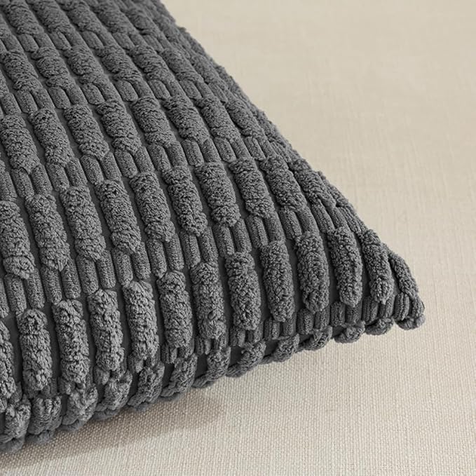 Fancy Homi 4 Packs Dark Grey Decorative Throw Pillow Covers 24x24 Inch - Image 4