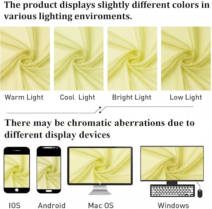 Lecloud Goose Yellow Sheer Curtains 90 Inches Long 2 Panels, Voile Rod Pocket - Image 7