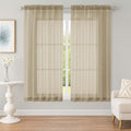 OWENIE Sheer Taupe Curtains, Sheer Curtains 63 inch Length 2 Panels Set by OWENIE