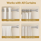 YaFex Curtain Rods 2 Pack 32-58 Inch, Heavy Duty 1 Inch Curtain Rod, Modern - Image 5