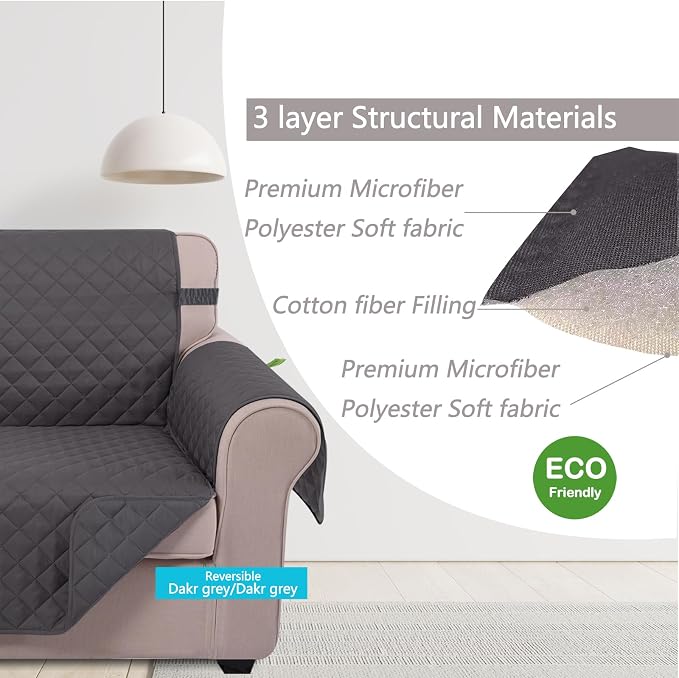 U-NICE HOME Recliner Chair Covers Reversible Quilted Water Repellent Pet - Image 5
