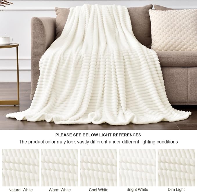 BEDELITE Fleece Throw Blanket for Couch – 3D Ribbed Jacquard Soft and Warm - Image 6