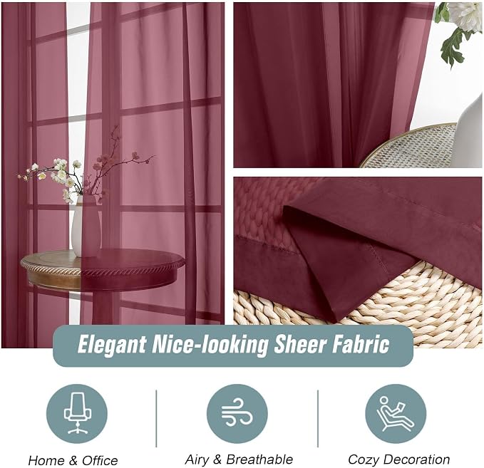 Extra Wide Sheer Curtains for Windows 108 inches Long, Lightweight Light - Image 4