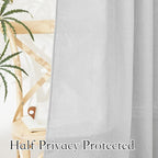 RYB HOME Half Window Swag Curtains, Linen Texture Wave Fabric Semi Sheer Valance - Image 6