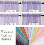 Sheer Lavender Curtains for Bedroom Living Room 54 Inch Length 2 Panels Set - Image 7