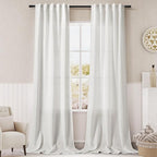 Linen Off White Curtains 120 inch Extra Long by Nanspring