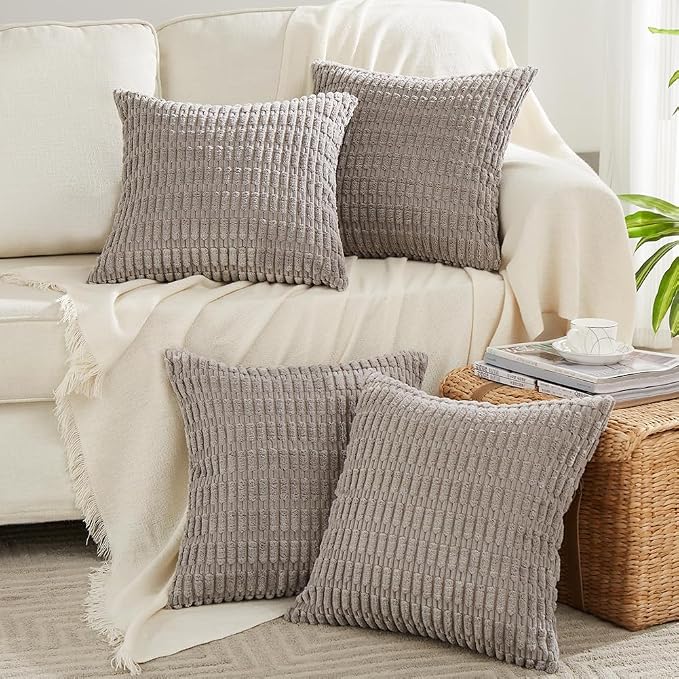 Fancy Homi 4 Packs Grey Decorative Throw Pillow Covers 22x22 Inch by Fancy+Homi