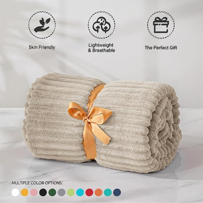 BEDELITE Fleece Blanket Full Size – 3D Ribbed Jacquard Soft and Warm Decorative - Image 4