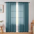 Dusty Blue Sheer Curtain for Bedroom Living Room 72 Inches Long 2 Panels Set by WelvetBLK