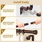 YaFex Curtain Rods 32-144 Inch, Heavy Duty 1 Inch Adjustable Curtain Rod - Image 8