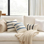 MIULEE Set of 2 Coastal Blue Boho Decorative Pillow Covers 18x18 Inch Farmhouse - Image 2
