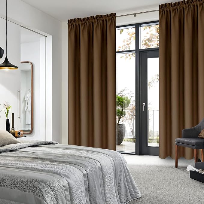 DWCN Brown Room Darkening Blackout Curtains - Image 2