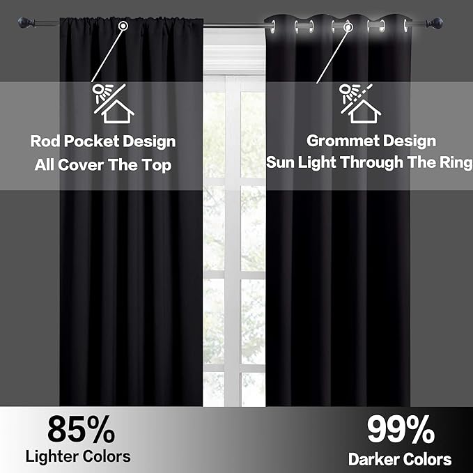 RYB HOME Black Curtains Blackout - Image 5