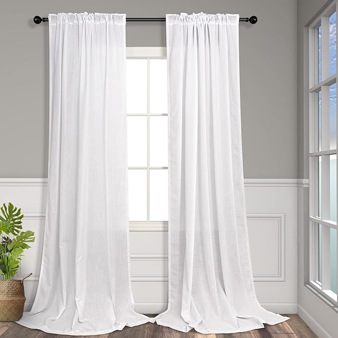 Linen White Curtains 98 Inches Long - Image 8