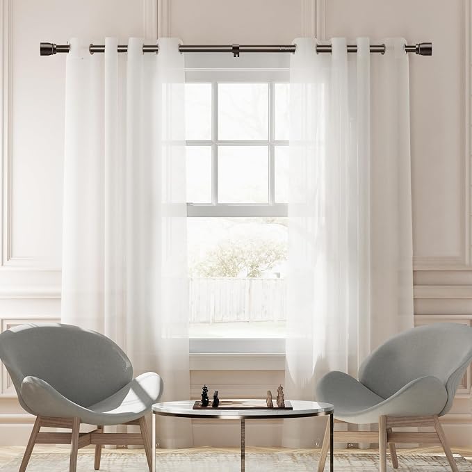 1” Diameter brown curtain rod Itself is 30 to 144 inch. 1 Pack Fits 30-142 inch - Image 6