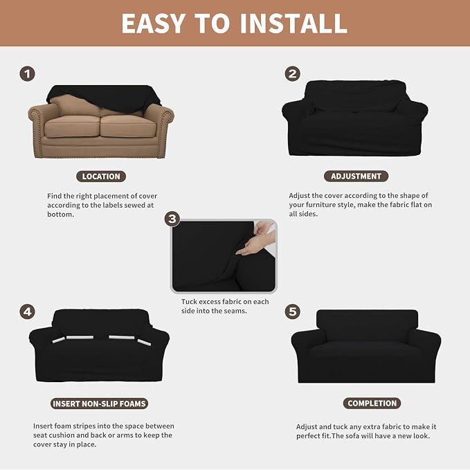 Easy-Going 100% Waterproof Dual Couch Cover, Stretch Jacquard Sofa Slipcover - Image 5